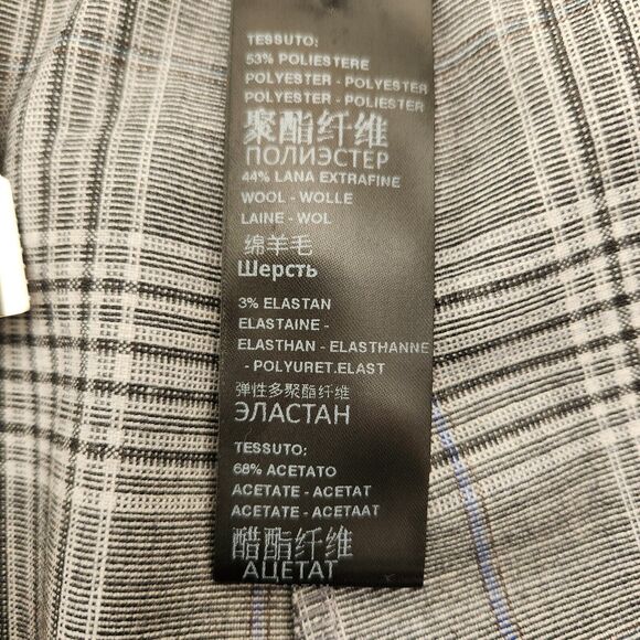 Sharis Place Pants Womens Size Italy 48 Gray Black White Plaid Cuffed Pockets - Picture 11 of 16